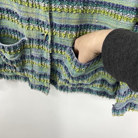ANU Woven Chenille Tapestry Jacket Blazer Women size Large Button Up Boxy Artsy - Picture 11 of 16